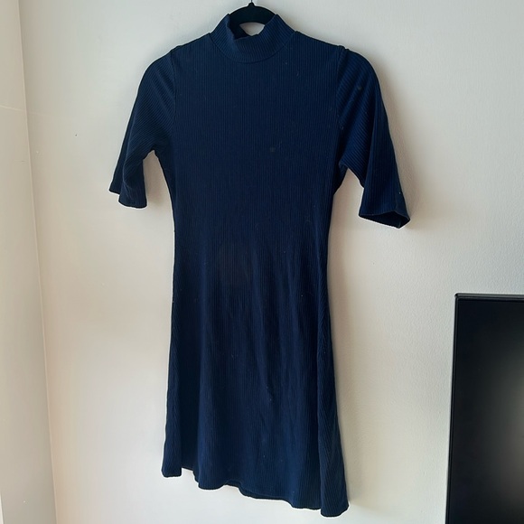 Reformation Mod Mini Sweater Dress (Navy, Size Medium) - Picture 1 of 3